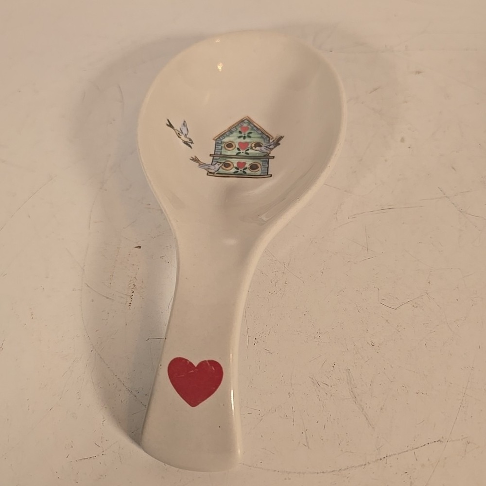 Thompson Pottery Tableware Birdhouse Spoon Rest Rustic Kitchen‎ Blue Red